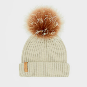 BKLYN Women's Merino Classic Pom Pom Hat - Oatmeal/Brown