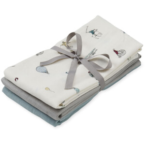 Cam Cam Muslin Cloth - Holiday, Grey, Petroleum (Pack of 3)