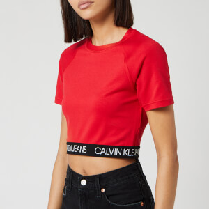 Calvin Klein Jeans Women's Logo Elastic Milano Top - Racing Red
