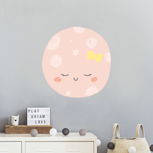 Pink Moon With Bow Wall Art Sticker