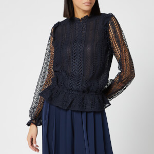 Ted Baker Women's Cosmee Zip Up Woven Front Top - Dark Blue