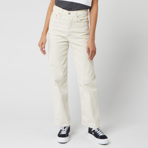 Levi's Women's Ribcage Straight Ankle Corduroy Jeans - Ecru Wide Wale