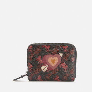 Coach 1941 Women's Coated Canvas Heart Small Zip Around Purse - Black/Oxblood