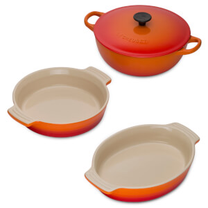 Le Creuset Classic Cast Iron and Stoneware 3 Piece Dish Set - Volcanic