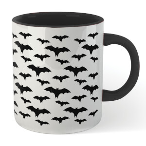 Black Bat Pattern Mug - White/Black