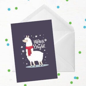 Merry And Bright Llama Greetings Card