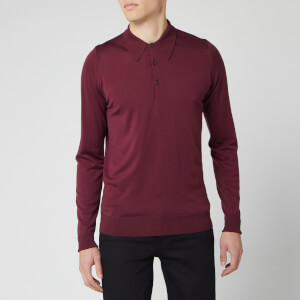 John Smedley Men's Dorset 30 Gauge Merino Long Sleeve Polo Shirt - Bordeaux
