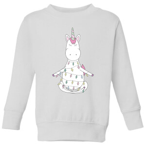Unicorn Wrapped In Christmas Lights Kids' Sweatshirt - White