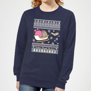 Pusheen Through The Snow Women's Christmas Sweatshirt - Navy