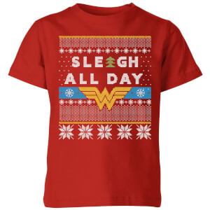 Wonder Woman 'Sleigh All Day Kids' Christmas T-Shirt - Red