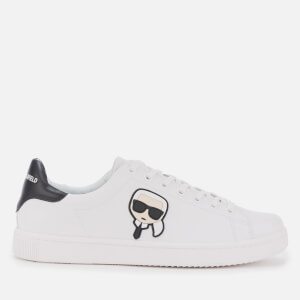 Karl Lagerfeld Men's Kourt Karl Ikonic 3D Lace Leather Cupsole Trainers - White/Black
