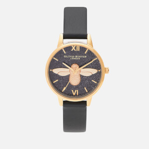 Olivia Burton Women's Glitter Dial 3D Bee Watch - Black/Gold