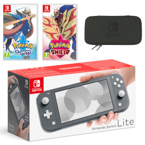 Nintendo Switch Lite (Grey) Pokémon Sword and Pokémon Shield Double Pack