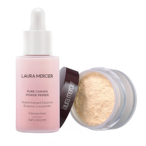 Laura Mercier Pure Canvas Power Primer Supercharged Essence & Translucent Loose Setting Powder Bundle (Various Shades)