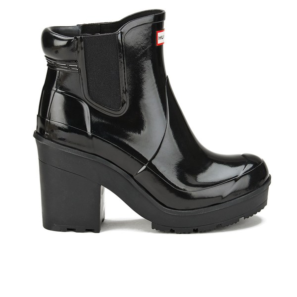 Hunter Women's Original Block Heeled Gloss Chelsea Boots - Black - Free ...