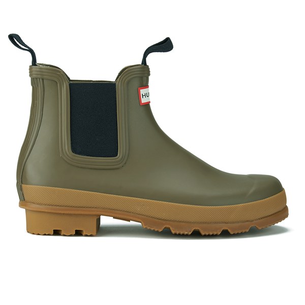 Hunter Men's Original Gum Sole Chelsea Boots - Khaki Green - Free UK ...