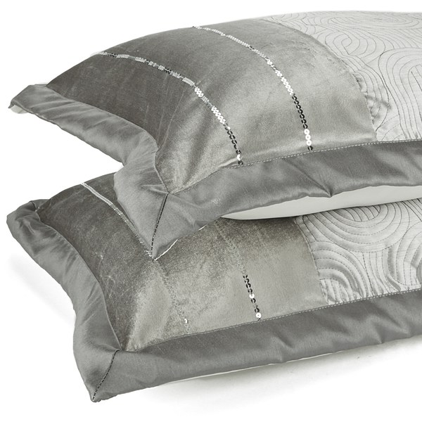 Catherine Lansfield Gatsby Pillowcase - Pair - Silver | IWOOT