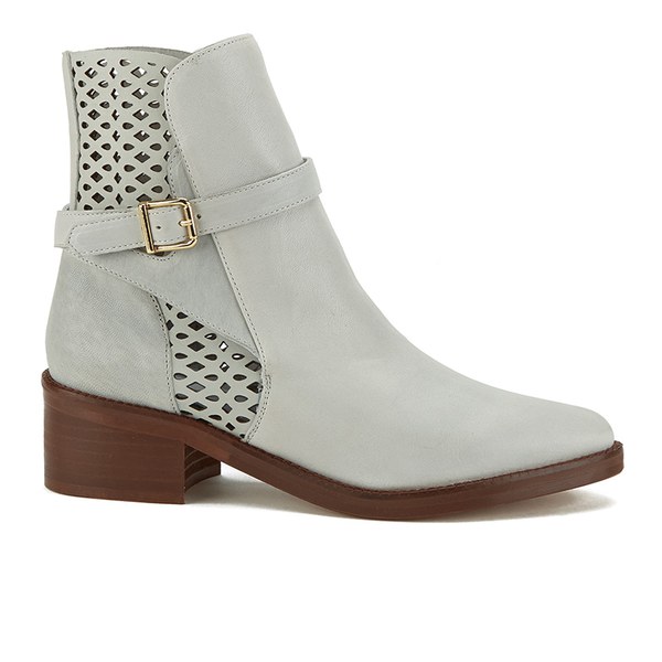 Miista Women's Justine Perforated Leather Ankle Boots Off White