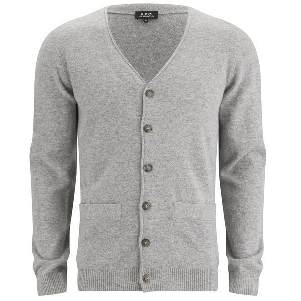 A.P.C. Men's John Cashmere/Merino Mix Cardigan - Grey - Free UK ...