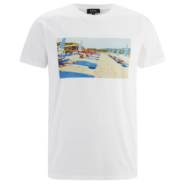 A P C Men S Beach T Shirt White Free Uk Delivery Over 50 A P C Men S Beach T Shirt White Image 1