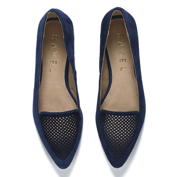 Ravel Women's Anaconda Suede Pointed Flat Shoes - Navy Womens Footwear ...