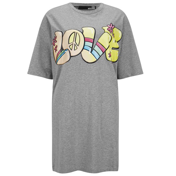 Love Moschino Women's Love T-Shirt Dress - Grey - Free UK Delivery over £50