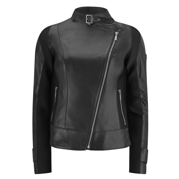 Barbour International Women S Wing Mid Leather Jacket Black Free Barbour International Women S Wing Mid Leather Jacket Black Image 1