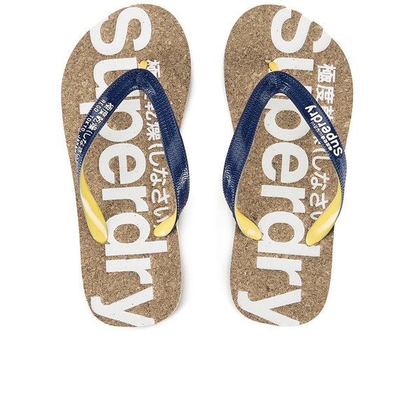 Superdry Women's Cork Flip Flops Eclipse Navy/Mustard FREE UK