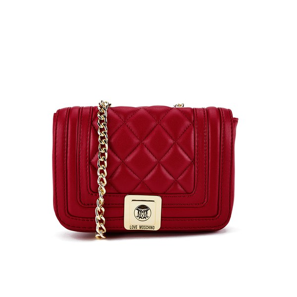 Love Moschino Women S Quilted Patent Small Cross Body Bag Red Love Moschino Women S Quilted Patent Small Cross Body Bag Red Image 1