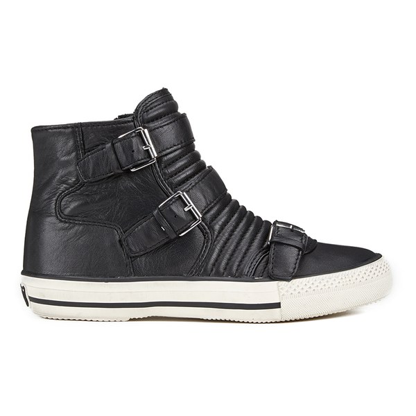 black leather high top trainers womens