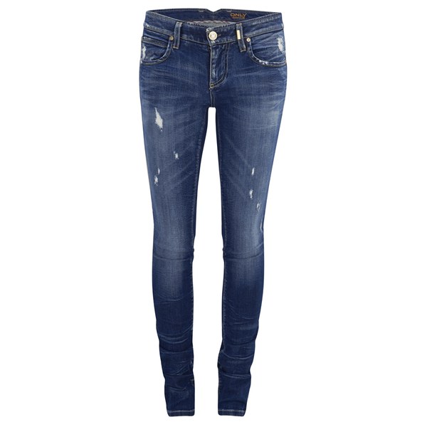 ONLY Women's Mercury Low Rise Skinny Jeans - Medium Blue Denim Clothing ...