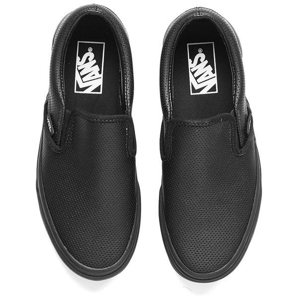 black leather slip on vans womens