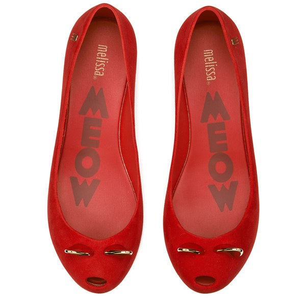 Melissa Women's Ultragirl Cat Ballet Flats Red Womens Footwear