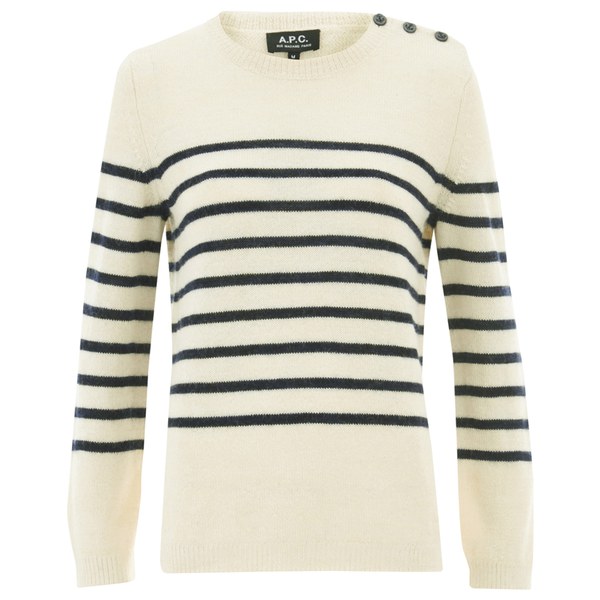 A.P.C. Women's Stripe Jumper - Blanc Casse - Free UK Delivery over £50
