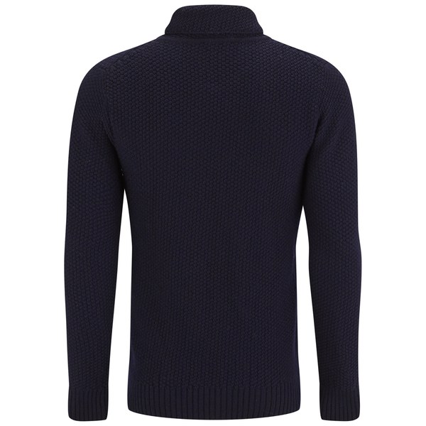 A.P.C. Men's Pull Daddy Shawl Neck Knitted Jumper - Navy - Free UK ...