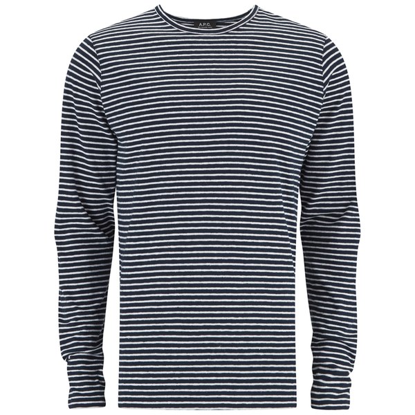 A.P.C. Men's Breton Stripe Long Sleeve T-Shirt - Navy - Free UK ...