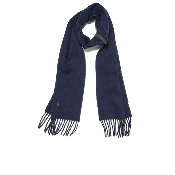 Polo Ralph Lauren Men's Classic Reversible Scarf Hunter Navy Free