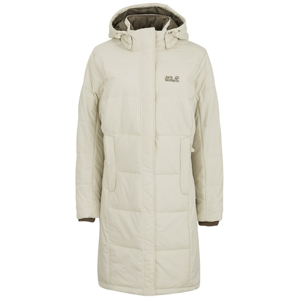 Jack Wolfskin Women's Iceguard Hooded Coat White Sand Womens Clothing