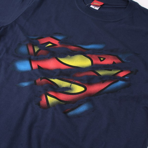 DC Comics Men's Superman Torn Logo T-Shirt - Navy Merchandise | Zavvi
