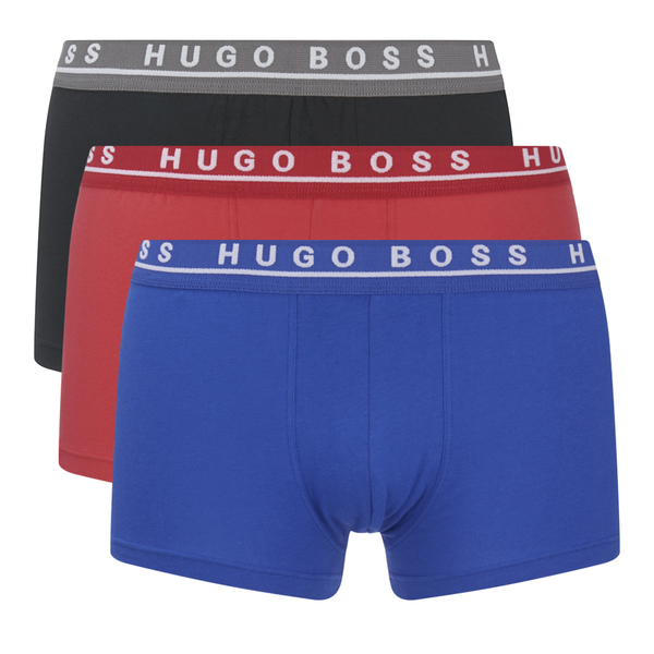 BOSS Hugo Boss Men's 3 Pack Boxer Shorts - Red/Blue/Black - Free UK ...