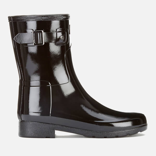black patent hunter wellies