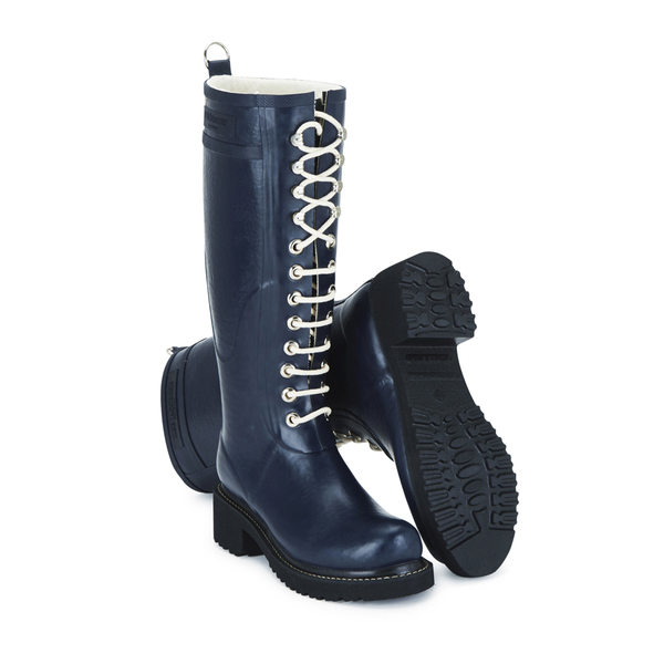 Ilse Jacobsen Women's Lace Up Tall Rubber Boots - Dark Indigo - Free UK ...