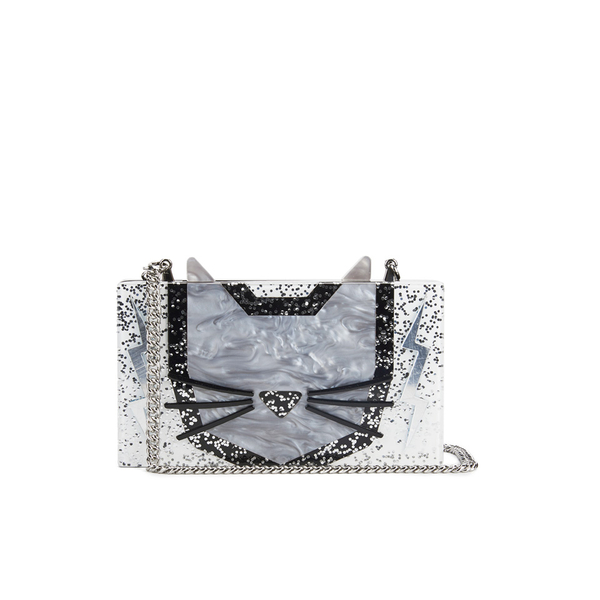 Karl Lagerfeld Women's Minaudiere Cat Clutch Bag Black