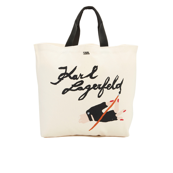 Karl Lagerfeld Women's Karl The Artist Canvas Shopper Bag - White ...