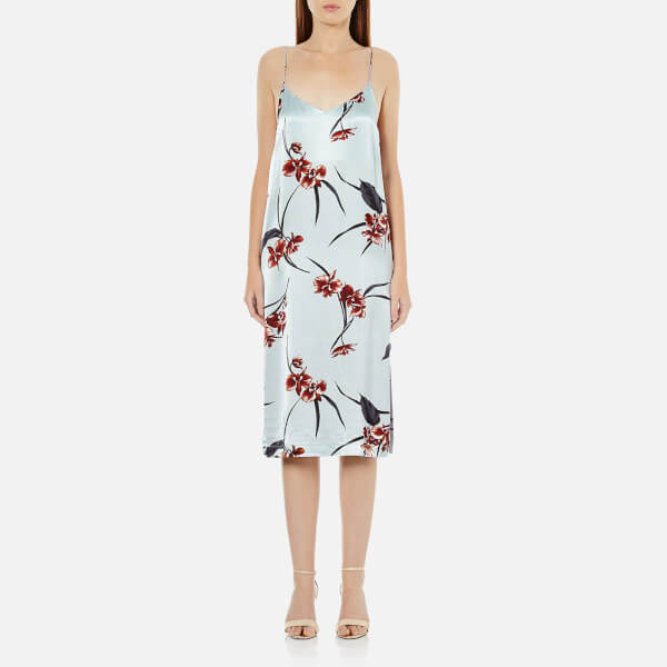 Ganni Women's Sanders Satin Slip Dress Red Orchid Free UK Delivery