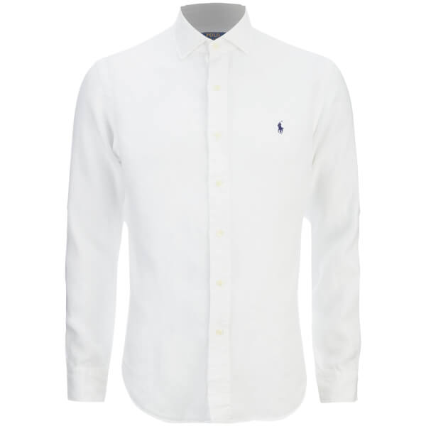 Polo Ralph Lauren Men's Slim Fit Long Sleeve Linen Shirt - White - Free ...