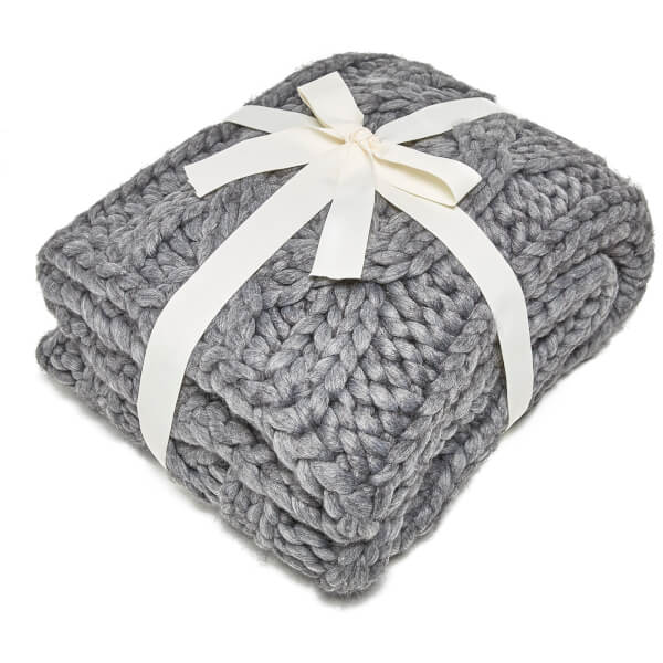 UGG Oversized Knitted Blanket Grey Free UK Delivery over £50