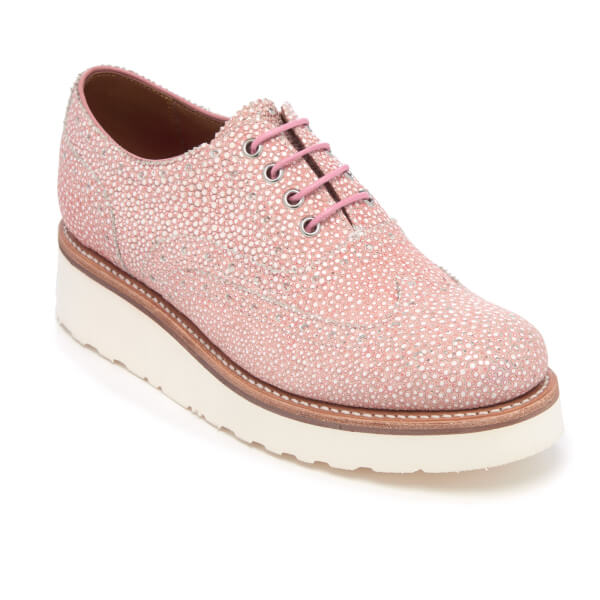 Grenson Women&#39;s Emily Stingray Leather Brogues - Pink | FREE UK Delivery | Allsole