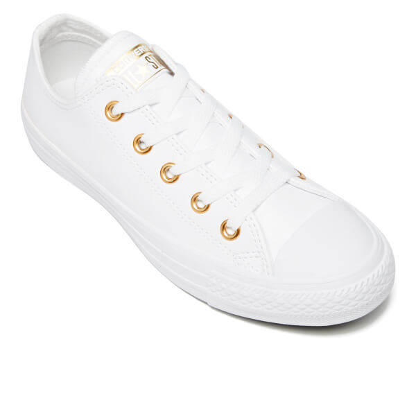 converse white & gold chuck taylor all star craft ox trainers