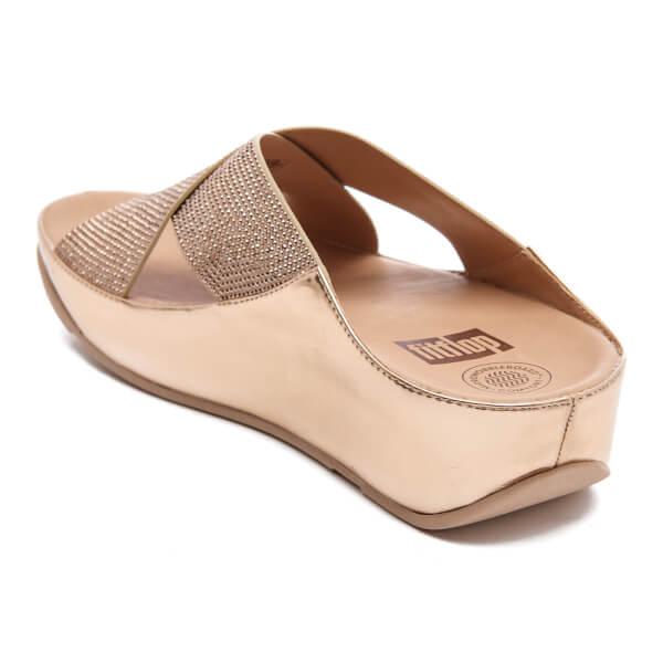 fitflop sola leather slides rose gold